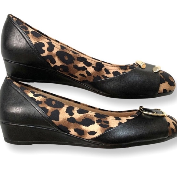 Abella Fina True Comfort Black & Leopard Print Flats Size 7.5 - Picture 4 of 8